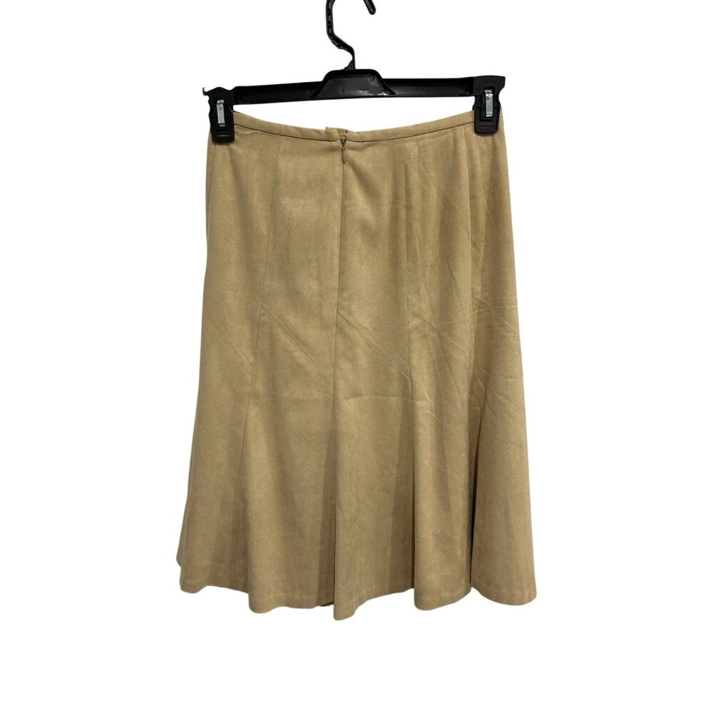 Talbots Petites Stretch Beige Faux Suede A-Line Skirt Size 6 Classic Workwear